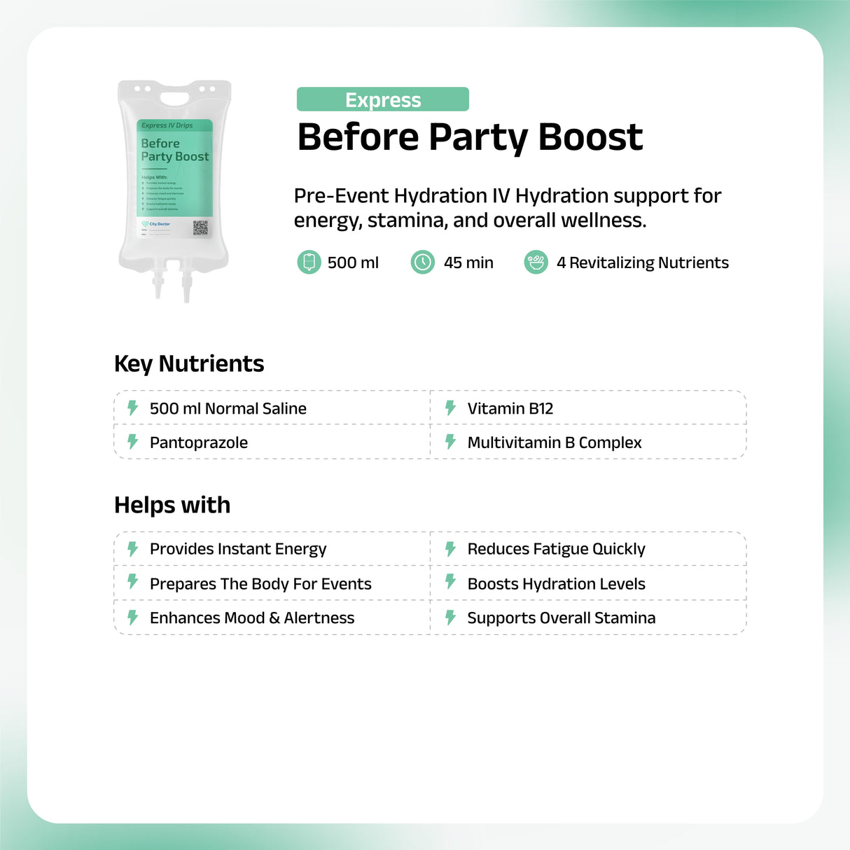 Before Party Boost IV Drip