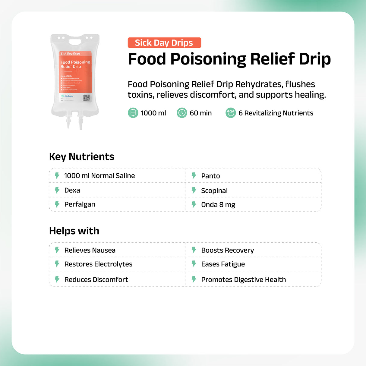 Food Poisoning (Stomach Flu) Relief IV Drip