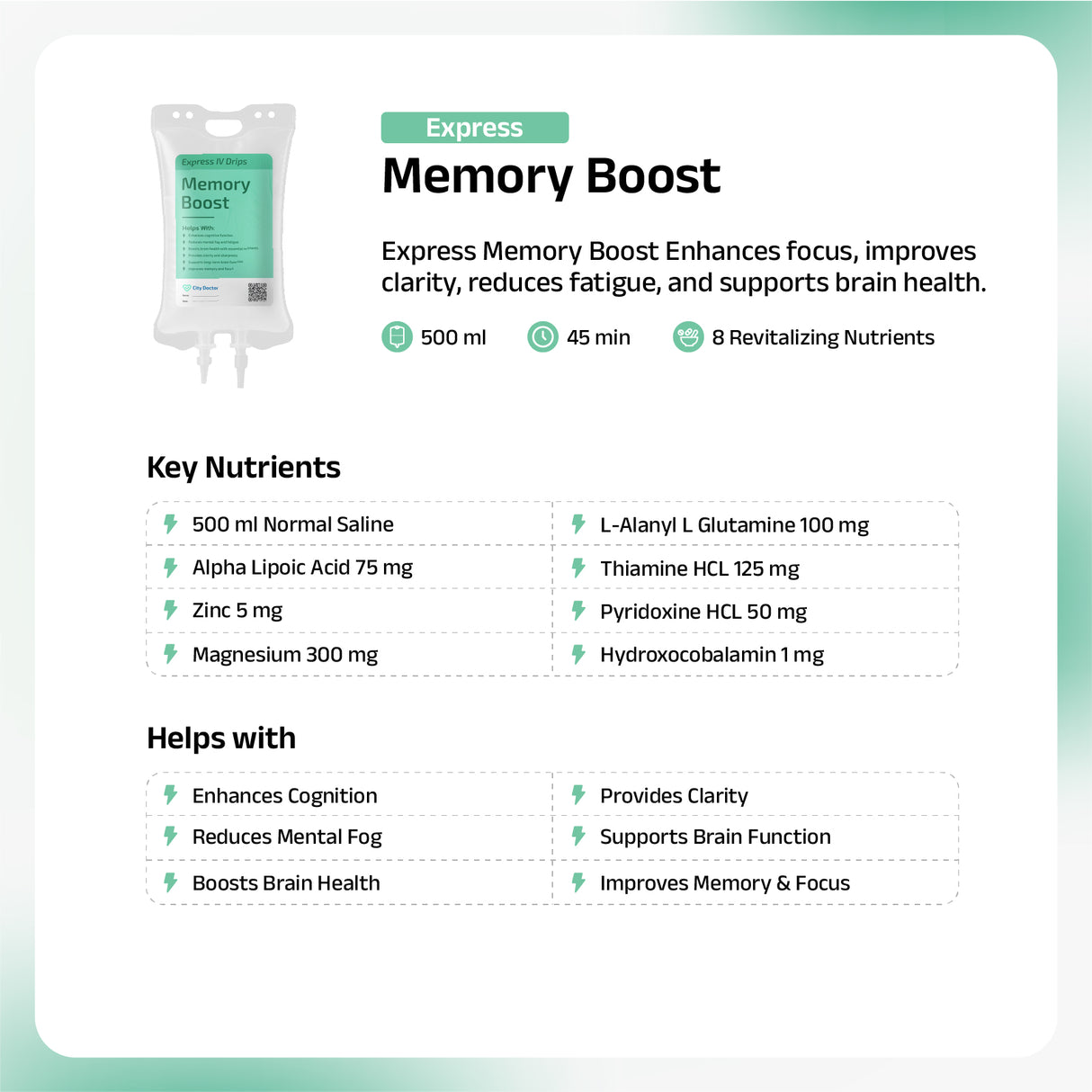 Memory Boost IV Drip