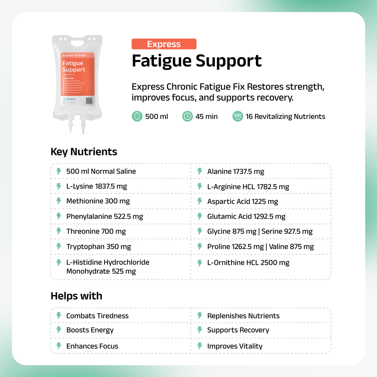 Fatigue Support IV Drip
