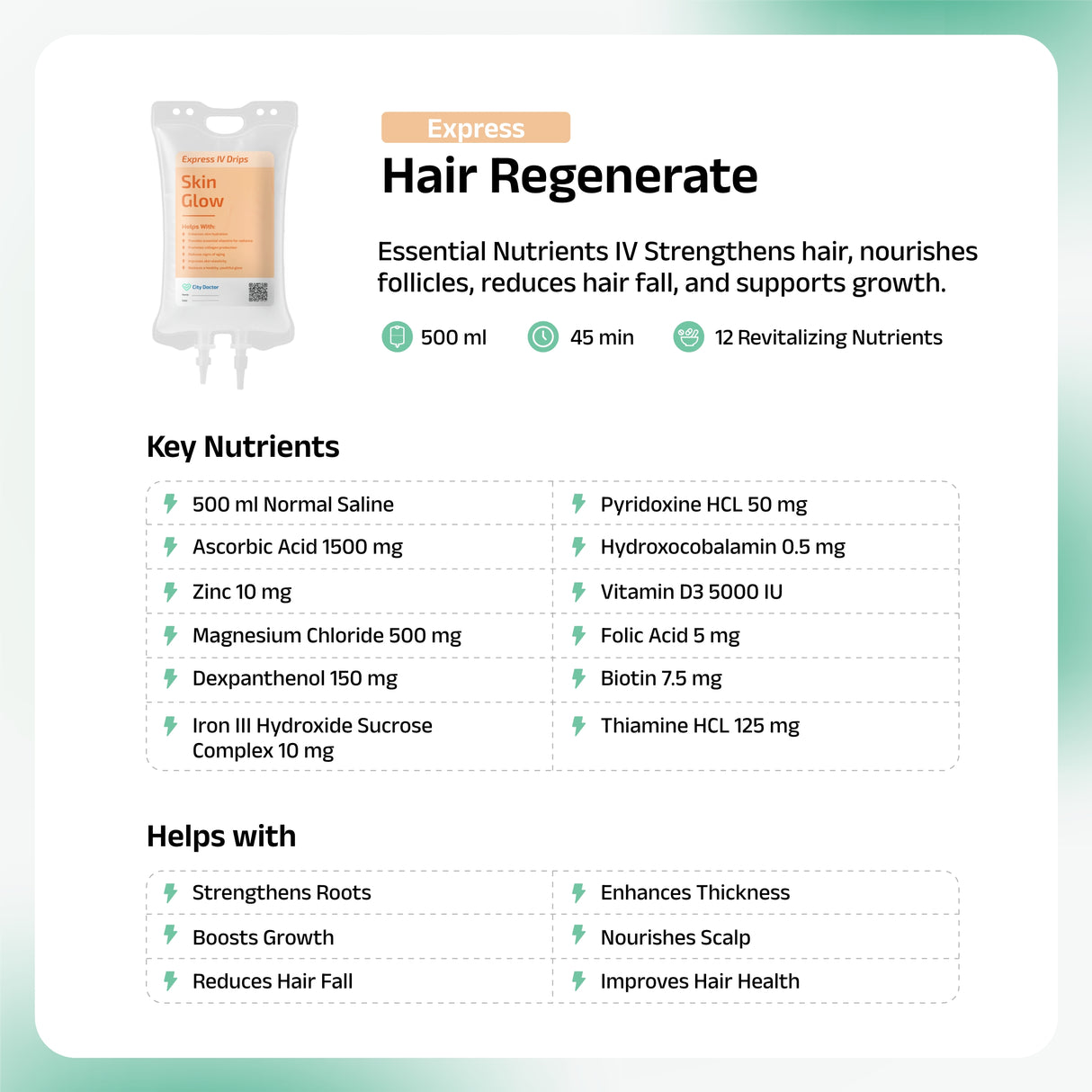 Hair Regenerate IV Drip